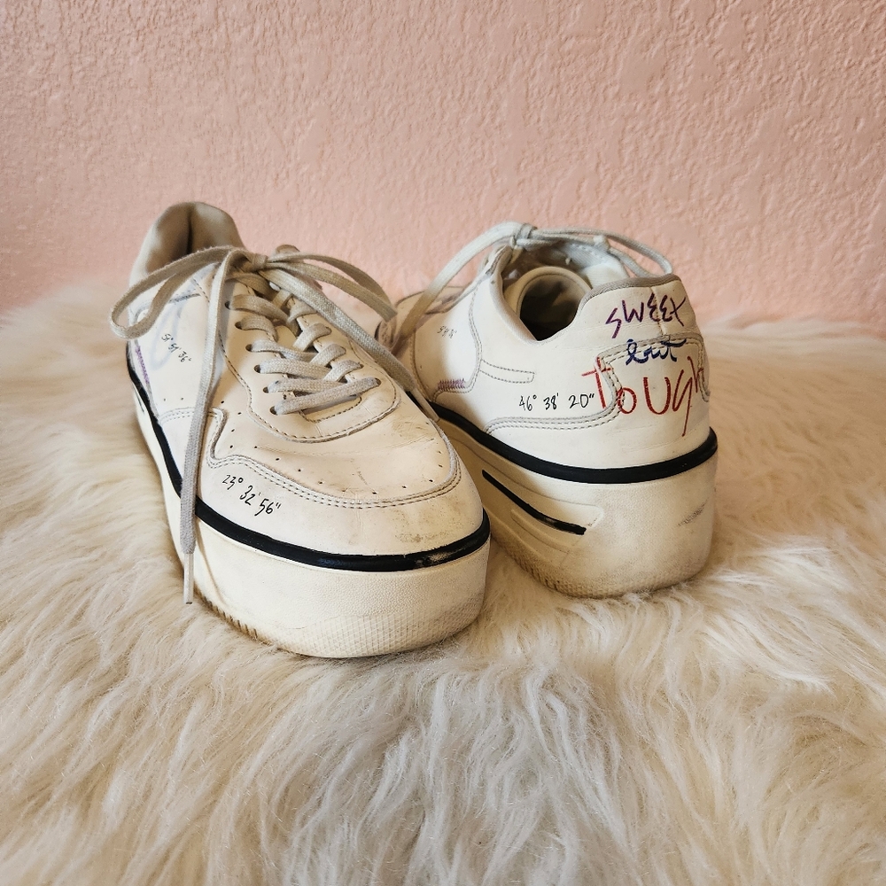 Bershka Sweet But Tough White Platform Lace Up Sneaker Tennis Shoes